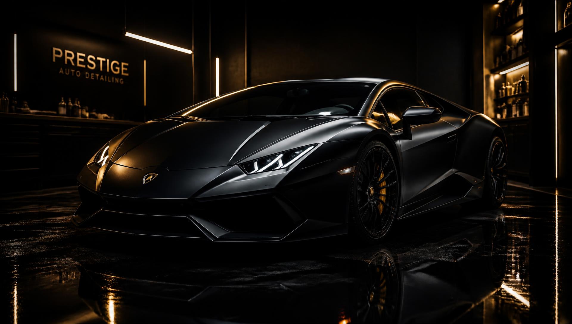 Mat crni sportski automobil sa svježe nanesenom keramičkom zaštitom u studiju Apex Detailing